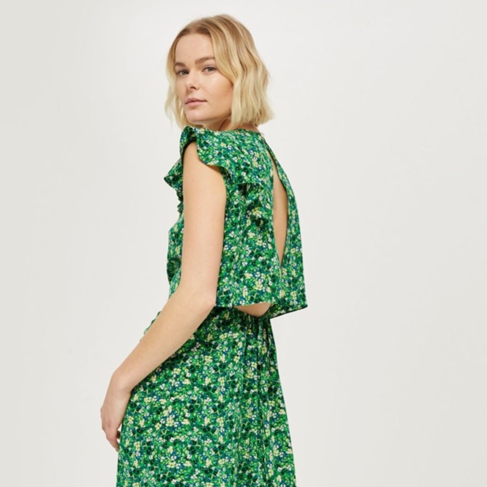 Topshop Ditsy Deconstructed Midi Dress
